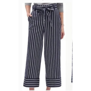 New! Banana Republic Blake Crop wide leg pants Navy stripe Linen 16295